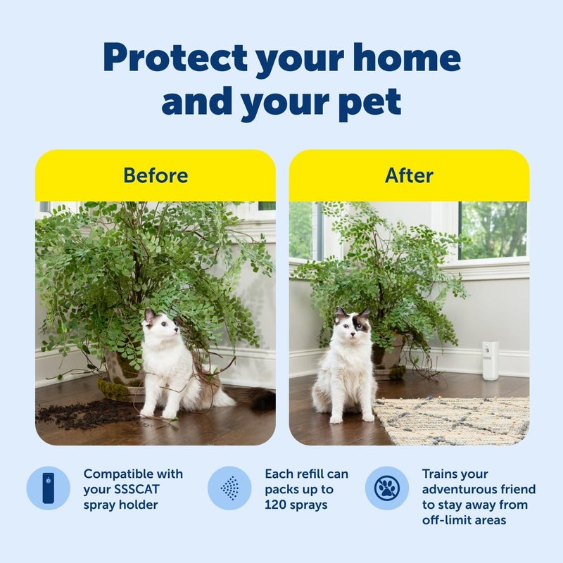 PetSafe SSSCAT Automatic Spray Pet Deterrent - Contactless Behavior Correction - Motion Sensor Air Burst - Odorless - Non-Staining - Versatile Placement Spray - Pack of 3 Refill Cans - Image 3